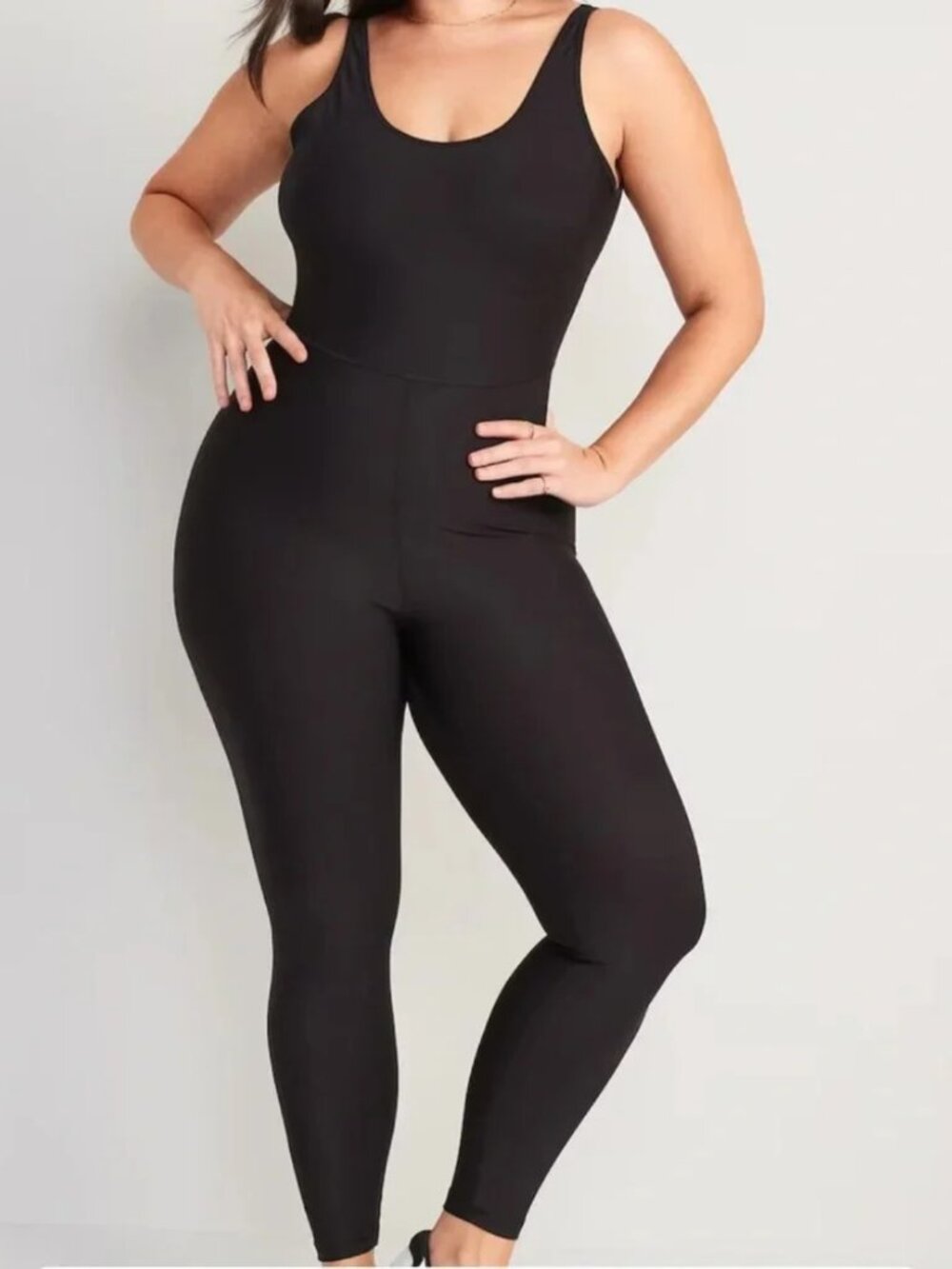 Old Navy PowerSoft Sleeveless 7/8 Bodysuit L Jumpsuit Charcoal Go-Dry Athleisure